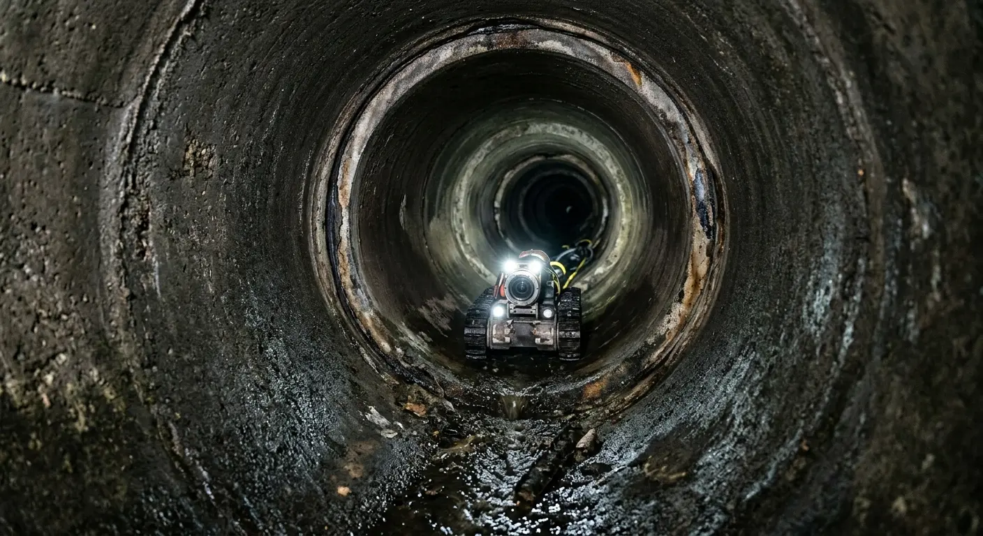 Robotic sewer camera inspecting pipe interior for Sewer Line Repair in Meadowbrook